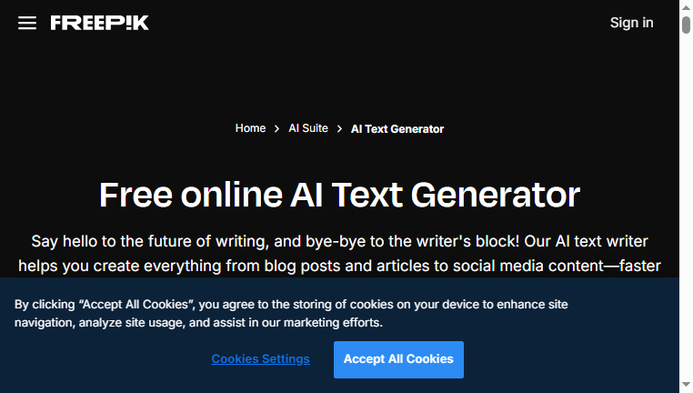 Freepik AI Text Generator