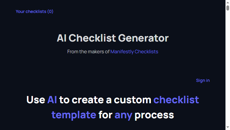 AI Checklist Generator
